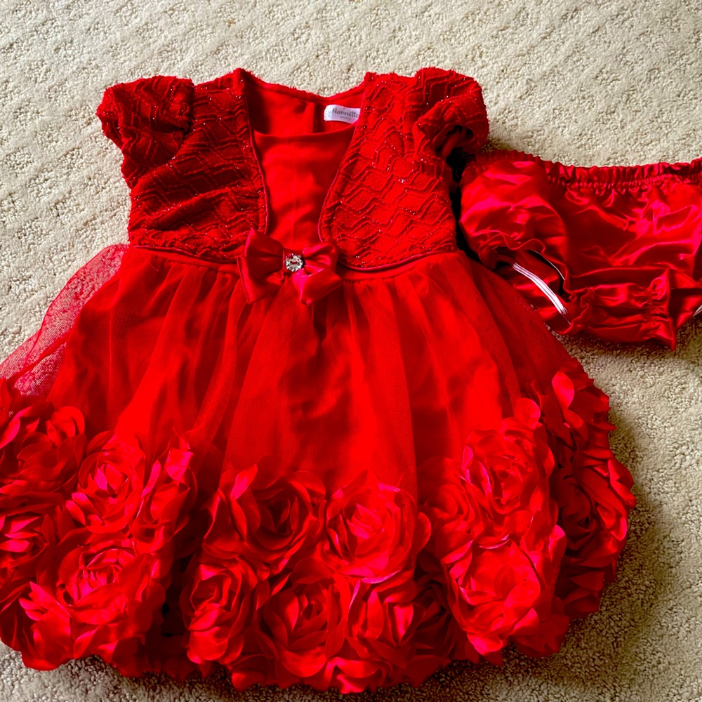 Valentine Red baby toddler girl dress and diaper cover NEW